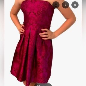 Nanette Lepore Magenta color Damask Elegant strapless Cocktail Dress Sz 4
